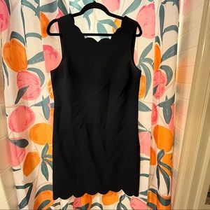 Navy JCrew Scalloped Trimmed Dress